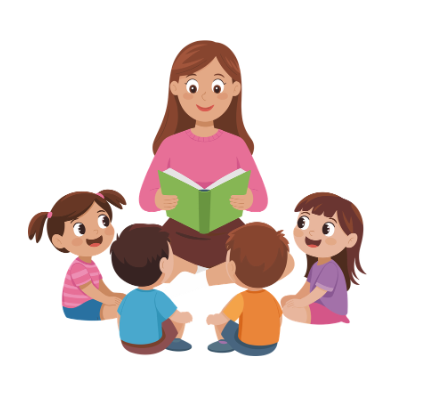 Educator reading to a small group illustration