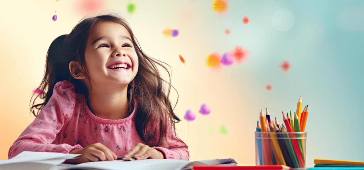 Child laughing during a program planning activity