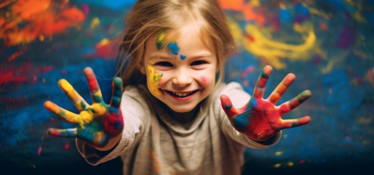 Child engaged in a hands-on creative activity